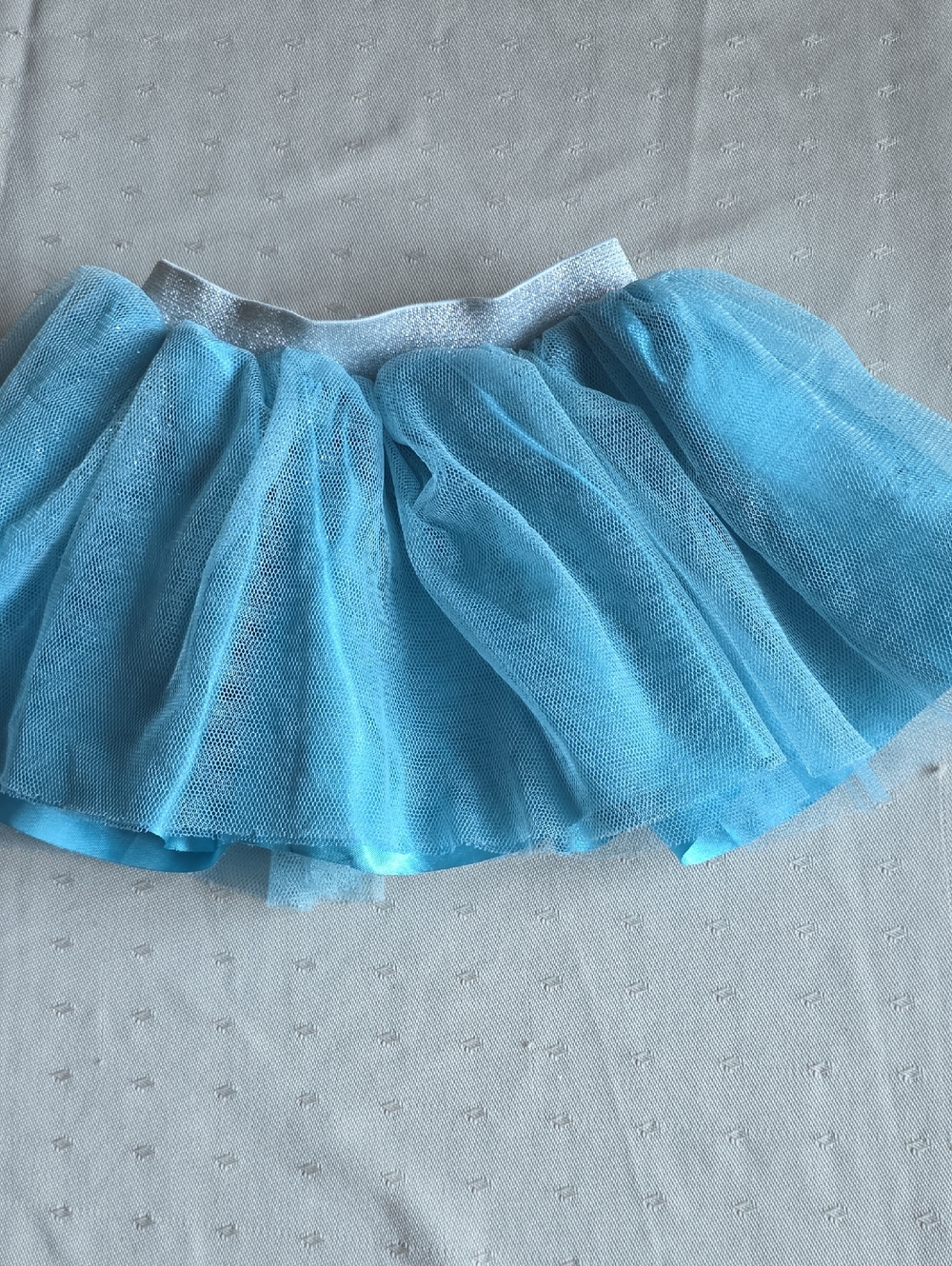 Girls' Light Blue Tulle Skirt with Silver Elastic Waistband